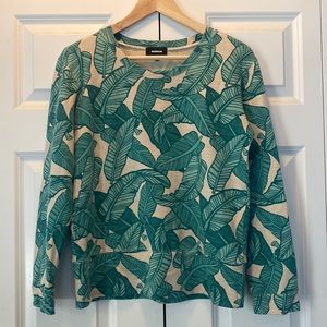 Monrow Leaf Print Crew Sweatshirt!